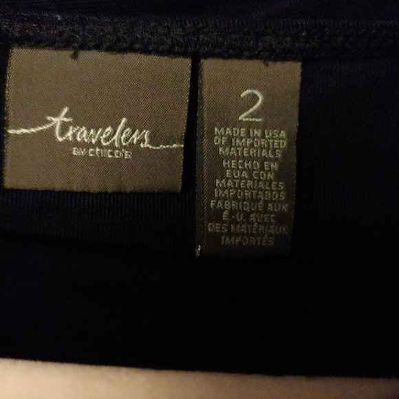 Chico's Travelers black Lace-Up Side slinky knit Top 2 asymmetrical hemline - Picture 7 of 7